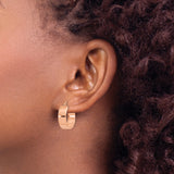 14k Rose Gold Hoop Earrings, Polished Round Huggie Style, Minimalist Lightweight Jewelry for Women