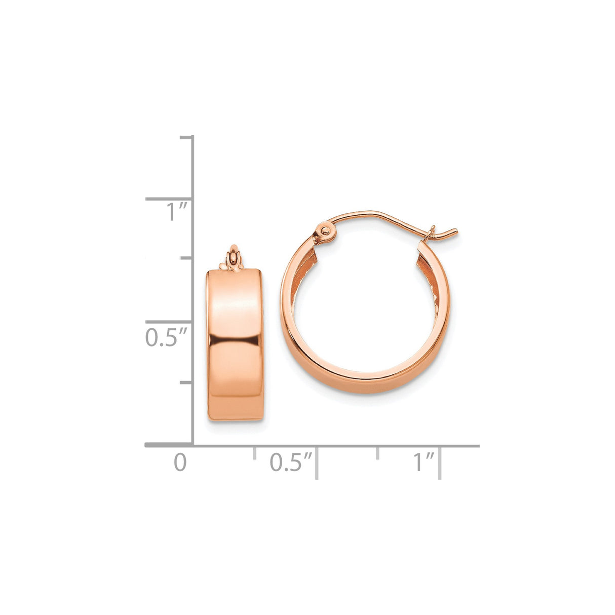 14k Rose Gold Hoop Earrings, Polished Round Huggie Style, Minimalist Lightweight Jewelry for Women