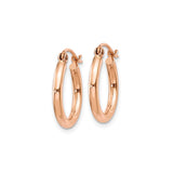 14k Rose Gold Hoop Earrings, Smooth Finish Medium Hoops with Latch Back, Lightweight Everyday Jewelry