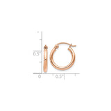 14k Rose Gold Hoop Earrings, Smooth Finish Medium Hoops with Latch Back, Lightweight Everyday Jewelry