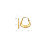 14k Yellow Gold Hoop Earrings, Twisted Geometric Design with Diamond Cut and Satin Finish