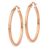 14k Rose Gold Hoop Earrings, Classic Medium Round Polished Hoops, Minimalist Lightweight Design