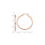 14k Rose Gold Hoop Earrings, Classic Medium Round Polished Hoops, Minimalist Lightweight Design