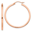 14k Rose Gold Hoop Earrings, Classic Medium Round Polished Hoops, Minimalist Lightweight Design
