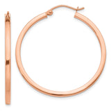 14k Rose Gold Hoop Earrings, Classic Medium Round Polished Hoops, Minimalist Lightweight Design