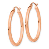 14k Rose Gold Hoop Earrings, Polished Finish, Medium Size, Latch Back, Lightweight for Women