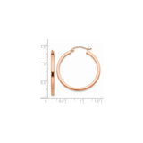 14k Rose Gold Hoop Earrings, Polished Finish, Medium Size, Latch Back, Lightweight for Women