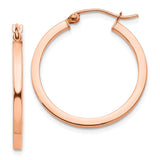 14k Rose Gold Hoop Earrings, Polished Round Lightweight Minimalist Design for Women