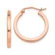 14k Rose Gold Hoop Earrings, Thin Polished Round Hoops with Hinged Clasp, Minimalist Style