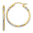 14k Yellow Gold Twist Hoop Earrings with Textured Diamond-Cut Two-Tone Design