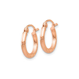 14k Rose Gold Hoop Earrings with Brushed Satin Finish and Diamond Cut Starburst Design