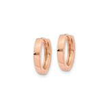 14k Rose Gold Hoop Earrings, Small Polished Minimalist Design for Women or Unisex Wear