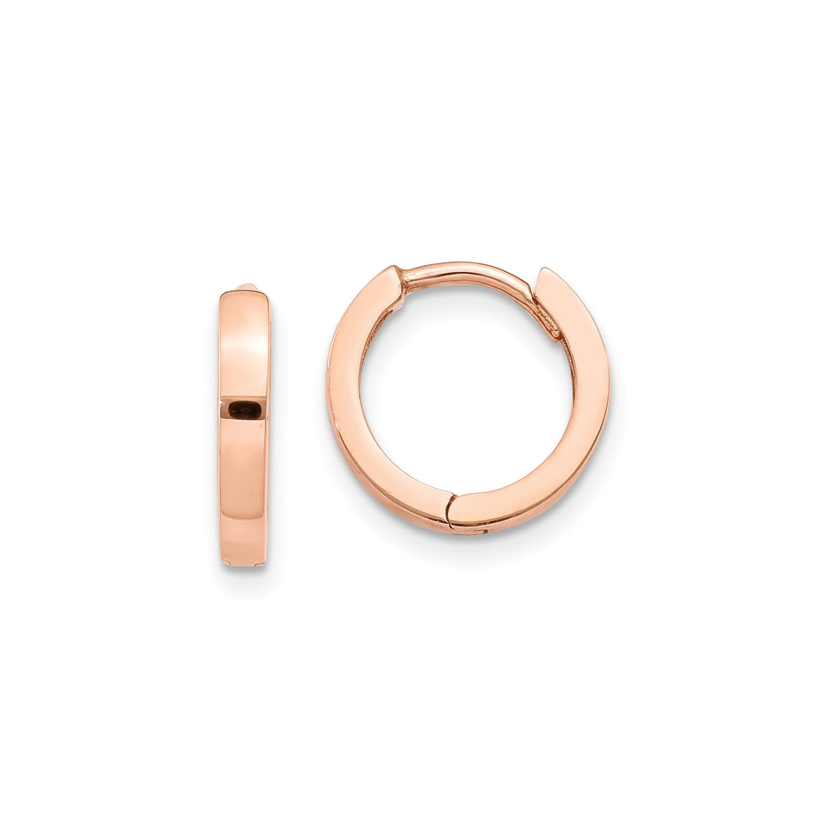14k Rose Gold Hoop Earrings, Small Polished Minimalist Design for Women or Unisex Wear
