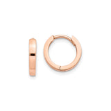 14k Rose Gold Hoop Earrings, Small Polished Minimalist Design for Women or Unisex Wear