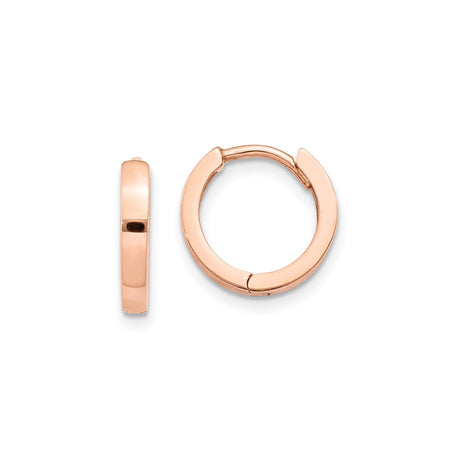 14k Rose Gold Hoop Earrings, Small Polished Minimalist Design for Women or Unisex Wear