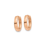 14k Rose Gold Hoop Earrings, Small Polished Hinged Hoops, Minimalist Round Huggie Style