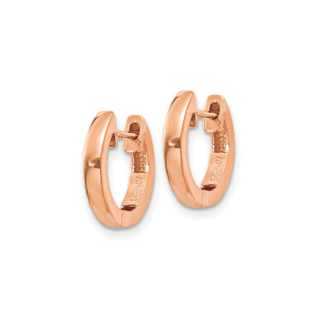 14k Rose Gold Hoop Earrings, Small Round Minimalist Hinged Huggie Style for Women and Unisex