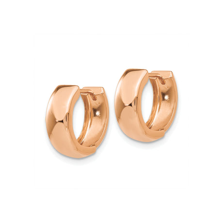 14k Rose Gold Hoop Earrings, Small Huggie Style with Polished Finish for Women
