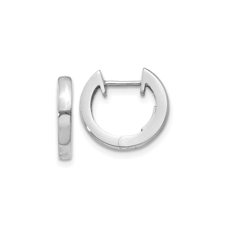 14k White Gold Hoop Earrings, Small Polished Hoops with Hinged Snap Closure, Unisex Minimalist Design