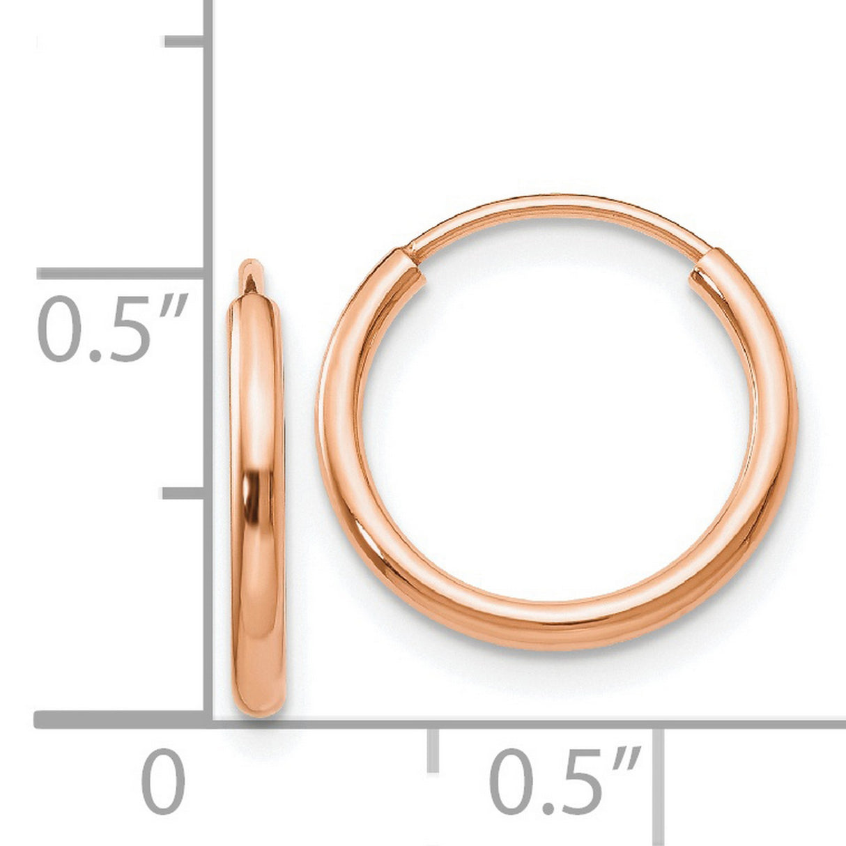 14k Rose Gold Hoop Earrings, Lightweight Polished Finish, Classic Minimalist Design for Women