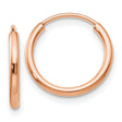 14k Rose Gold Hoop Earrings, Lightweight Polished Finish, Classic Minimalist Design for Women