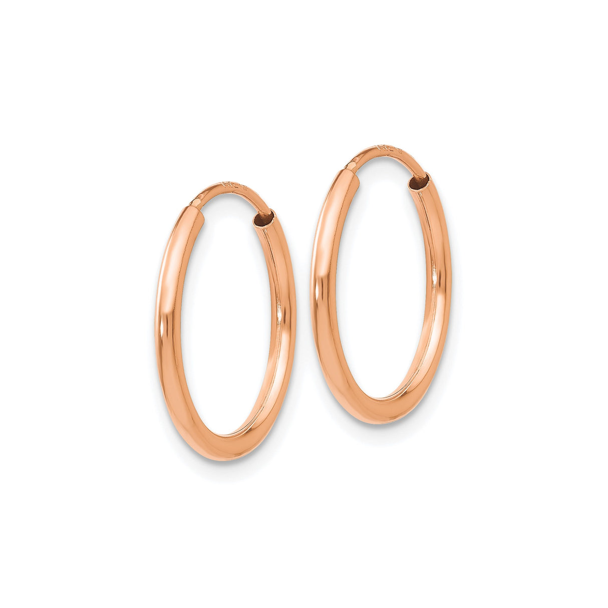 14k Rose Gold Hoop Earrings, Smooth Polished Finish, Endless Lightweight Minimalist Style