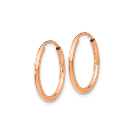 14k Rose Gold Hoop Earrings, Smooth Polished Finish, Endless Lightweight Minimalist Style