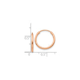 14k Rose Gold Hoop Earrings, Smooth Polished Finish, Endless Lightweight Minimalist Style