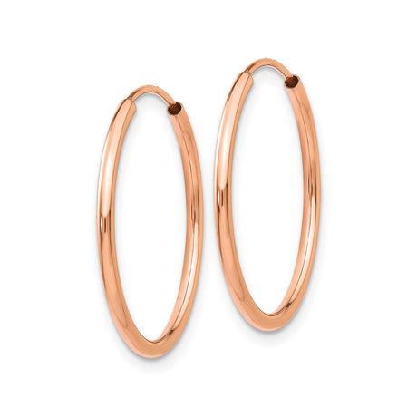 14k Rose Gold Hoop Earrings, Polished Endless Lightweight Round Design, Minimalist Jewelry for Women
