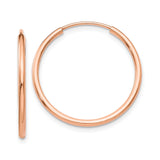14k Rose Gold Hoop Earrings, Polished Endless Lightweight Round Design, Minimalist Jewelry for Women