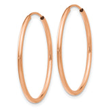 14k Rose Gold Hoop Earrings, Polished Minimalist Design, Lightweight Everyday Jewelry