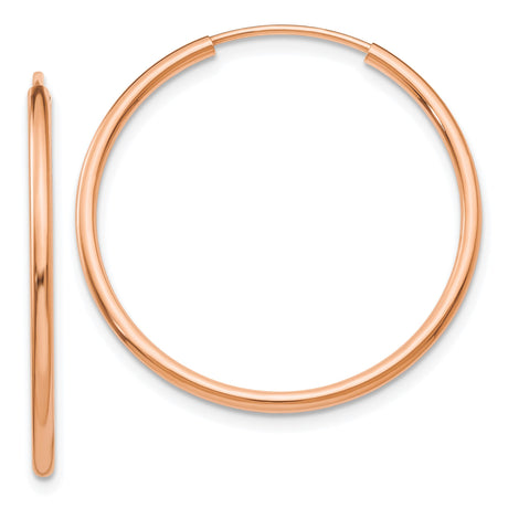 14k Rose Gold Hoop Earrings, Polished Minimalist Design, Lightweight Everyday Jewelry