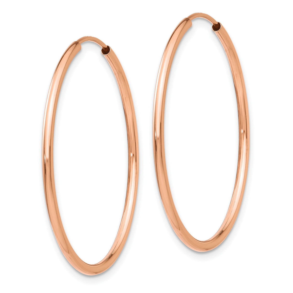 14k Rose Gold Hoop Earrings, Classic Round Lightweight Polished Hoops for Women