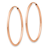 14k Rose Gold Hoop Earrings, Classic Round Lightweight Polished Hoops for Women