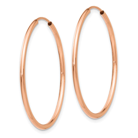 14k Rose Gold Hoop Earrings, Classic Round Lightweight Polished Hoops for Women