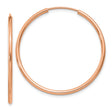 14k Rose Gold Hoop Earrings, Classic Round Lightweight Polished Hoops for Women