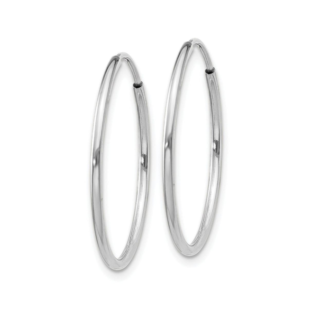 14k White Gold Hoop Earrings, Classic Round Endless Lightweight Polished Jewelry for Women