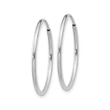 14k White Gold Hoop Earrings, Classic Round Endless Lightweight Polished Jewelry for Women