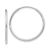 14k White Gold Hoop Earrings, Classic Round Endless Lightweight Polished Jewelry for Women