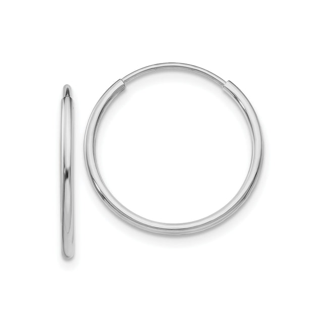 14k White Gold Hoop Earrings, Simple Polished Minimalist Style for Women