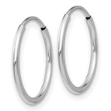 14k White Gold Hoop Earrings, Polished Minimalist Design for Women and Men