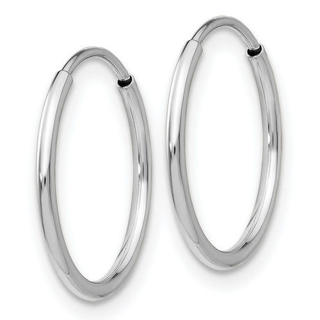 14k White Gold Hoop Earrings, Polished Minimalist Design for Women and Men