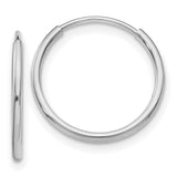 14k White Gold Hoop Earrings, Polished Minimalist Design for Women and Men