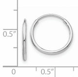 14k White Gold Hoop Earrings, Smooth Seamless Finish, Lightweight Minimalist Design for Women