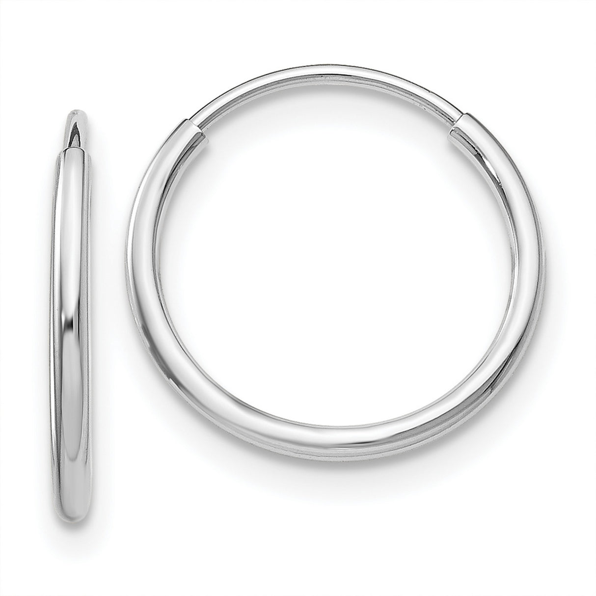 14k White Gold Hoop Earrings, Smooth Seamless Finish, Lightweight Minimalist Design for Women