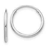 14k White Gold Hoop Earrings, Smooth Seamless Finish, Lightweight Minimalist Design for Women
