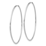 14k White Gold Hoop Earrings, Lightweight Polished Minimalist Round Design for Women
