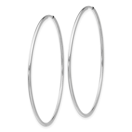 14k White Gold Hoop Earrings, Lightweight Polished Minimalist Round Design for Women