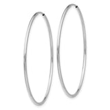 14k White Gold Hoop Earrings, Large Polished Round Minimalist Design for Women