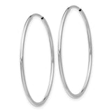 14k White Gold Hoop Earrings, Thin Round Polished Design, Minimalist Classic Style for Women